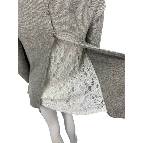Tea n Rose open front cardigan knit sweater white lace back small - Picture 8 of 8